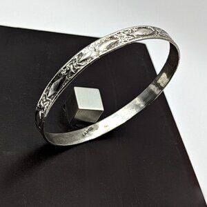 Vintage Taxco Sterling Bangle Bracelet - Engraved Silver Jewelry, 925